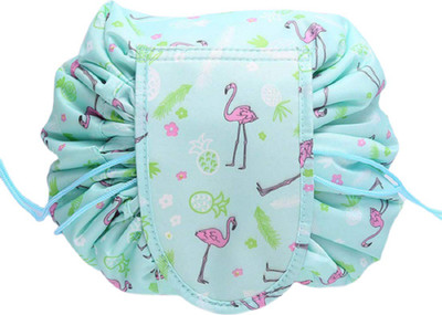 HOUSE OF QUIRK Lazy Cosmetic Bag Drawstring Travel Makeup Bag Travel Toiletry Kit(Green)