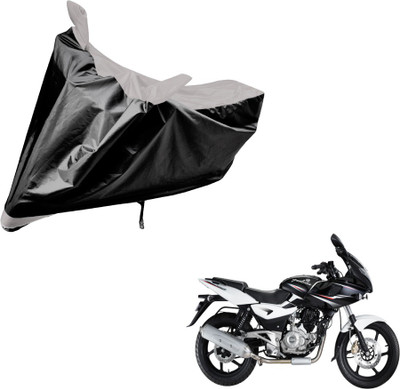 Auto Hub Two Wheeler Cover for Bajaj(Pulsar 220 DTS-i, Black, Silver)