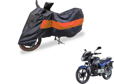 Auto Hub Two Wheeler Cover for Bajaj(Pulsar 150 DTS-i, Black, Orange)
