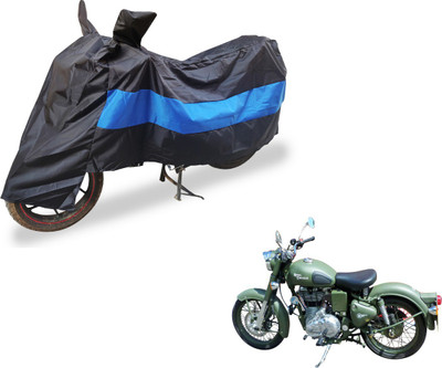 Flipkart SmartBuy Two Wheeler Cover for Royal Enfield(Battle, Black, Blue)