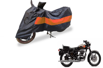 Auto Hub Two Wheeler Cover for Royal Enfield(500, Black, Orange)