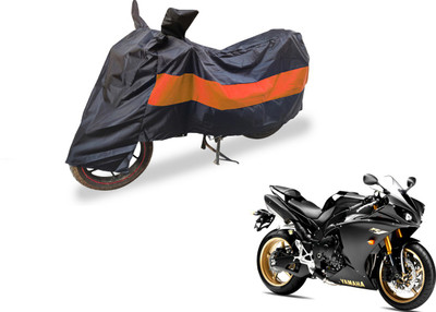 Auto Hub Two Wheeler Cover for Yamaha(YZF R1, Black, Orange)