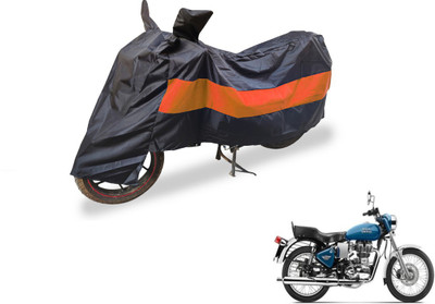 Auto Hub Two Wheeler Cover for Royal Enfield(Black, Orange)