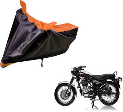 Auto Hub Two Wheeler Cover for Royal Enfield(Electra Delux, Black, Orange)
