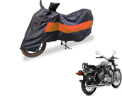 Auto Hub Two Wheeler Cover for Royal Enfield(Bullet 500, Black, Orange)