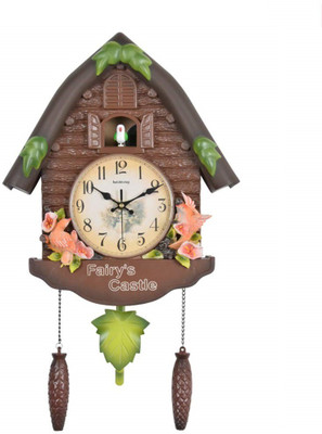 Three Secondz Analog-Digital 60 cm X 36 cm Wall Clock(Beige, With Glass, Pendulum)