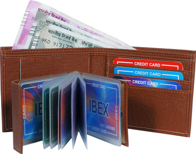 IBEX Men Tan Artificial Leather Wallet(8 Card Slots)