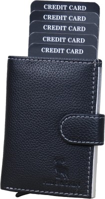 HIDE & SKIN Men Black Genuine Leather Card Holder(8 Card Slots)