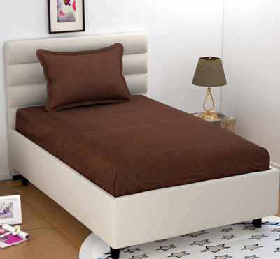 Krishnam 180 TC Microfiber Single Solid Flat Bedsheet(Pack of 1, Brown)