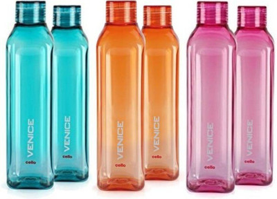 cello 1000 ml Plastic Bottle(Pack of 6, Green, Orange, Pink)