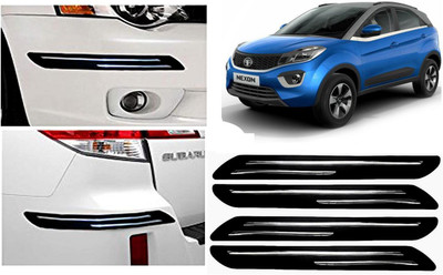 Auto Kite Plastic, Silver Plated Car Bumper Guard(Black, Silver, Pack of 4 Pcs Bumper Protector, Tata, Nexon)