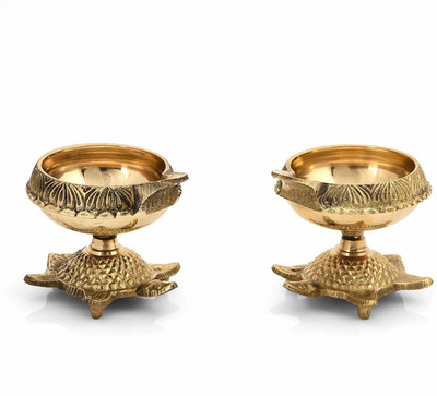 VALUE CRAFTS Brass (Pack of 2) Table Diya Set(Height: 2 inch)