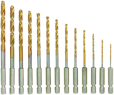 DIY Crafts 13PCS/LOT HIGH SPEED STEEL HSS TITANIUM COATED DRILL BIT SET 1/4 HEX SHANK 1.5-6.5MM 1/4 HEX SHANK 1.5-6.5MM