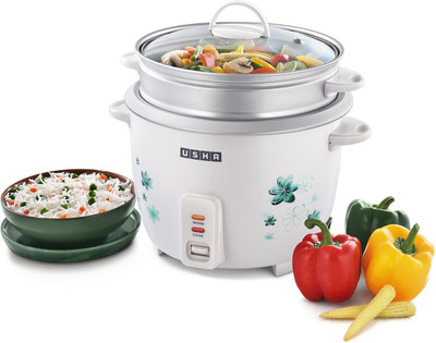 Usha MC-3718S Electric Rice Cooker with Steaming Feature  (1.8 L, White)