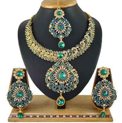 VATSALYA creation Alloy Gold-plated Turquoise Jewellery Set(Pack of 1)