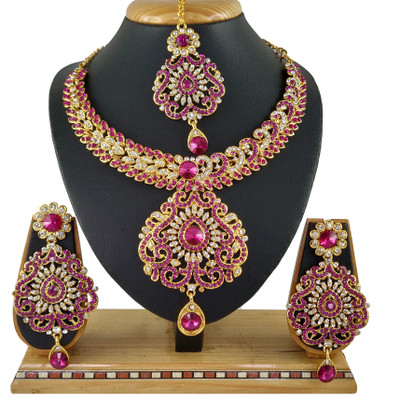 VATSALYA creation Alloy Gold-plated Pink Jewellery Set(Pack of 1)