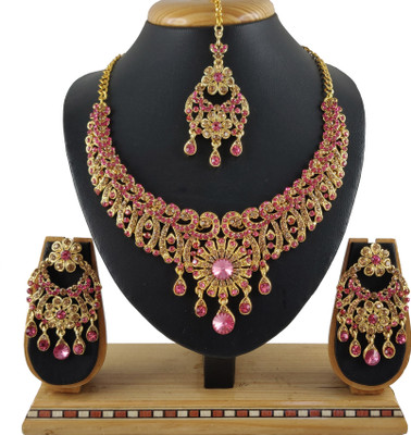 VATSALYA creation Alloy Gold-plated Pink Jewellery Set(Pack of 1)