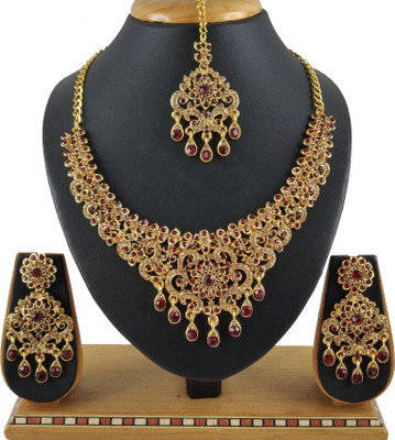 VATSALYA creation Alloy Gold-plated Maroon Jewellery Set(Pack of 1)