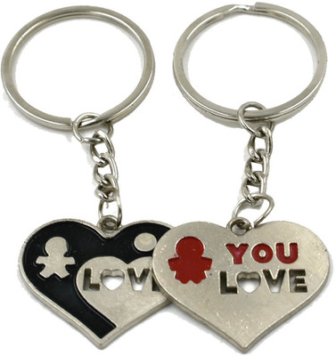 faynci Love You Sweet Double Heart Couple Key Chain Key Chain
