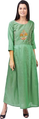 Nextar Women Embroidered Gown Kurta(Multicolor, Green)