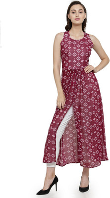 Enchanted Drapes Women Printed A-line Kurta(Purple)
