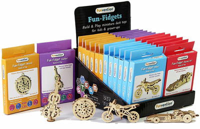 FUNVENTION Fun Fidgets - Pack of 24 (6 x 4 DIY Miniature Mechanical Models(Beige)