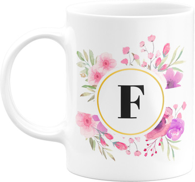 Flair Print Alphabet F FPM113 Printed Ceramic Coffee Mug(350 ml)