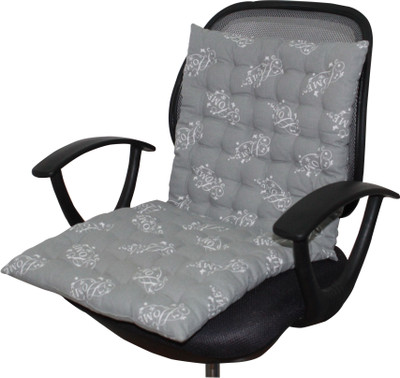 OASIS Cotton Geometric Chair Pad Pack of 1(Grey)