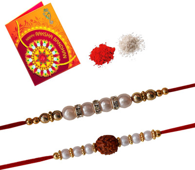 TR Designer BI-BJ Assorted Rakhi  Set(2 Rakhi, 1 Greeting Card , 1 Set of Roli Chawal)