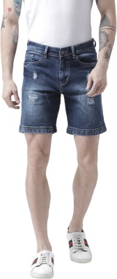 FEVER Dyed/Washed Men Denim Dark Blue Denim Shorts