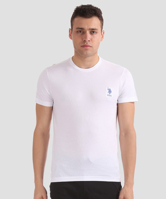 U.S. POLO ASSN. Solid Men Round Neck White T-Shirt