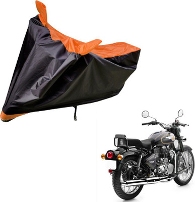 Amanzo Two Wheeler Cover for Royal Enfield(Bullet 500, Black, Orange)