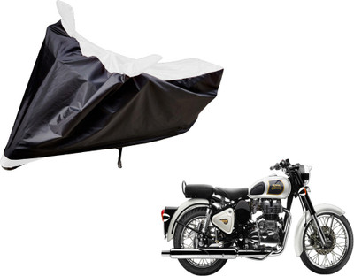 Amanzo Two Wheeler Cover for Royal Enfield(Classic 350, Black, White)