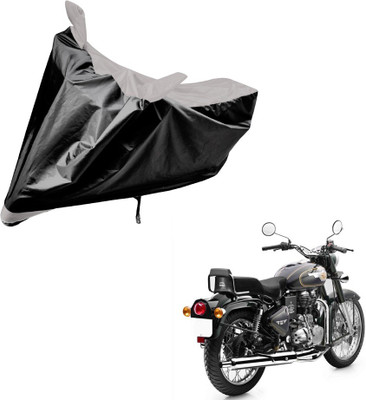 Amanzo Two Wheeler Cover for Royal Enfield(Bullet 500, Black, Silver)