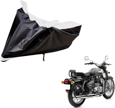 Amanzo Two Wheeler Cover for Royal Enfield(Bullet 500, Black, White)
