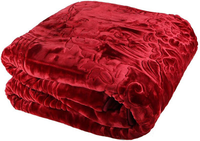 Swikon star Self Design Single Mink Blanket for  Heavy Winter(Polyester, Red)
