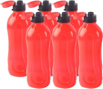 KUBER INDUSTRIES Plastic 6 Pieces Fridge Water Bottle Set with Flip Cap- 1000 ML 1000 ml Bottle(Pack of 6, Red, Plastic)