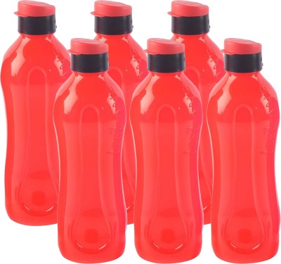 KUBER INDUSTRIES Plastic 6 Pieces Fridge Water Bottle Set with Flip Cap- 1000 ML 1000 ml Bottle(Pack of 6, Red, Plastic)