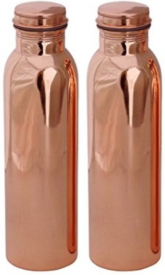 Aditya Shopping Pure Copper High Quality D4 For Storage Water 1000 ml Bottle(Pack of 2, Brown, Copper)