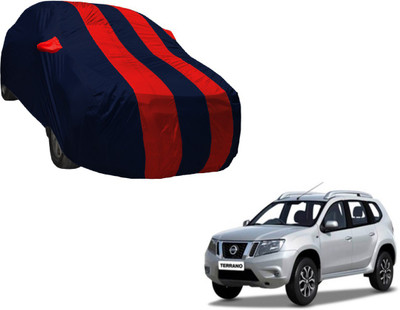 Auto Hub Car Cover For Nissan Terrano (With Mirror Pockets)(Black, Red)