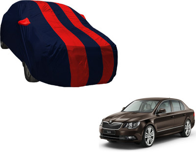 Auto Hub Car Cover For Skoda Superb (With Mirror Pockets)(Black, Red)