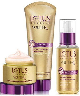LOTUS Herbals Youthrx Get Set Transform ( Transforming Creme _50g + Foaming Gel _50g + pH Balancing Multi Active Toner_100 ml )(3 Items in the set)
