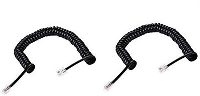 RIVER FOX Mono Audio Cable 2 m 6.5ft/2m Telephone Receiver Extension Coil Cable Cord pack of 2(Compatible with Corded Telephones, Black, Pack of: 2)