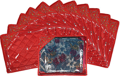 KUBER INDUSTRIES Embroidry Design Silk 12 Pieces Single Packing Saree Cover (Red) -CTLTC10604 CTLTC010604(Red)