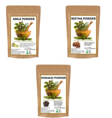 GREENELAND AMLA , REETHA , SHIKAKAI POWDER 300 GM ( 100 GM EACH )(300 g)