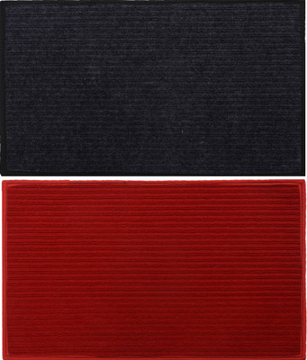KUBER INDUSTRIES Microfiber Door Mat(Multicolor, Free, Pack of 2)