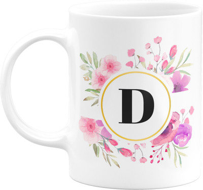 Flair Print Alphabet D FPM112 Printed Ceramic Coffee Mug(350 ml)