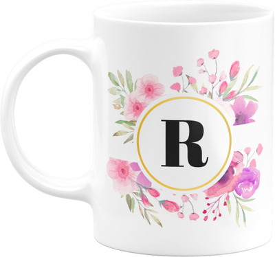 Flair Print Alphabet R FPM123 Printed Ceramic Coffee Mug(350 ml)