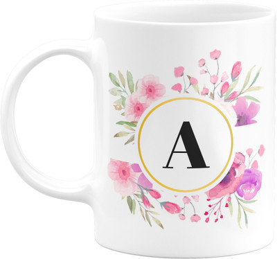 Flair Print Alphabet A FPM109 Printed Ceramic Coffee Mug(350 ml)