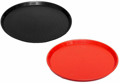 swift international Circular Plastic Serving Tray | Combo of 2 Sizzler Tray(Pack of 2)